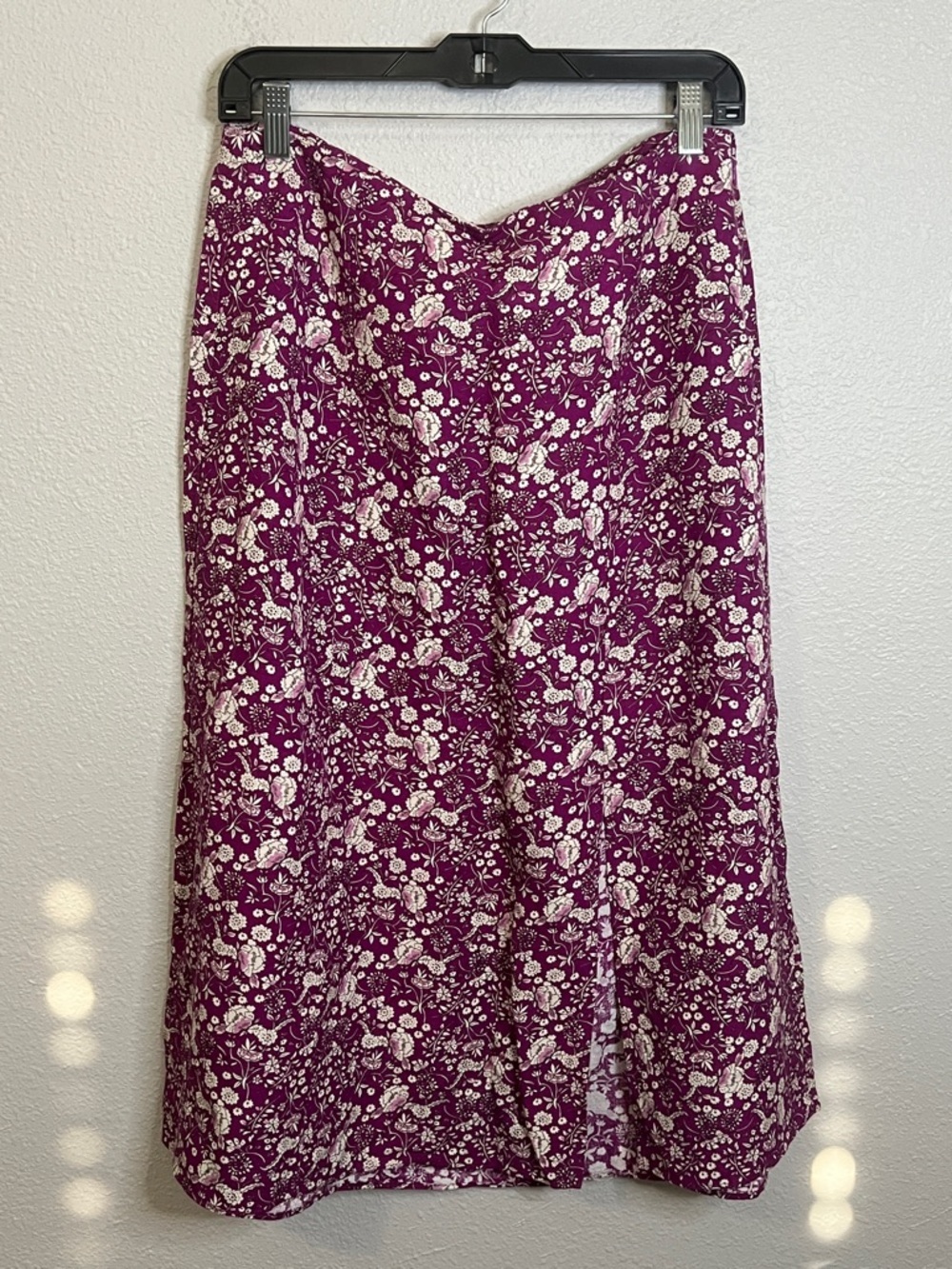 Loft Linen Blend Floral Midi Skirt Purple/Cream Size 6